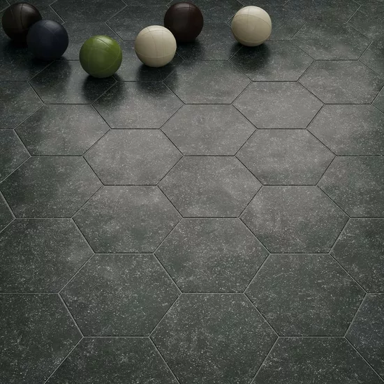 Carrelage Coralstone Hexagon Black 29,2x25,4 cm - vue d’ambiance 3
