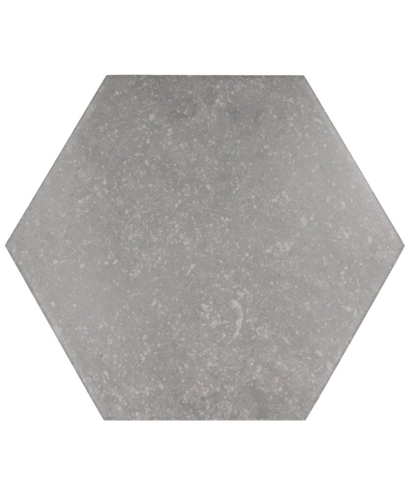 Carrelage Coralstone Hexagon Grey 29,2x25,4 cm - vue de face du carreau