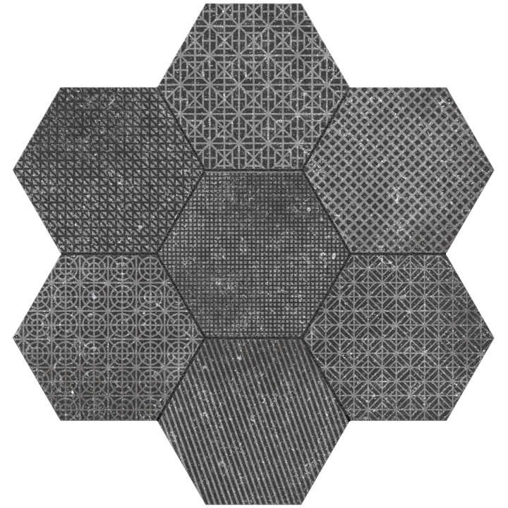 Coralstone Hexagon Melange Black 29.2x25.4 cm - carrelage NAIS - image 2