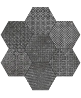 Carrelage Coralstone Hexagon Melange Black 29,2x25,4 cm - panneau de carreaux