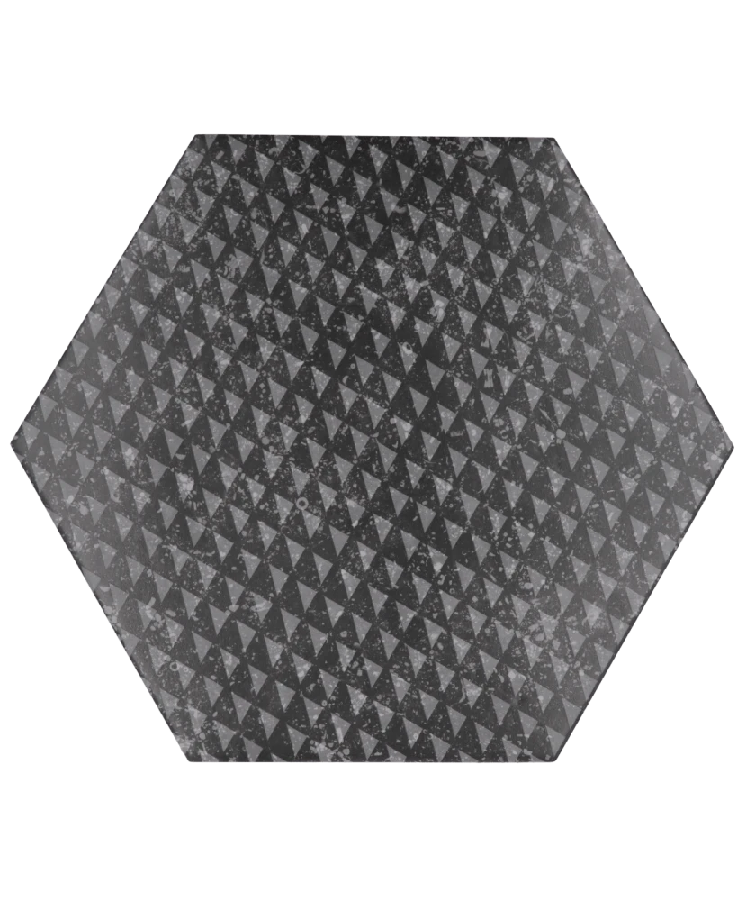 Carrelage Coralstone Hexagon Melange Black 29,2x25,4 cm - vue de face du carreau