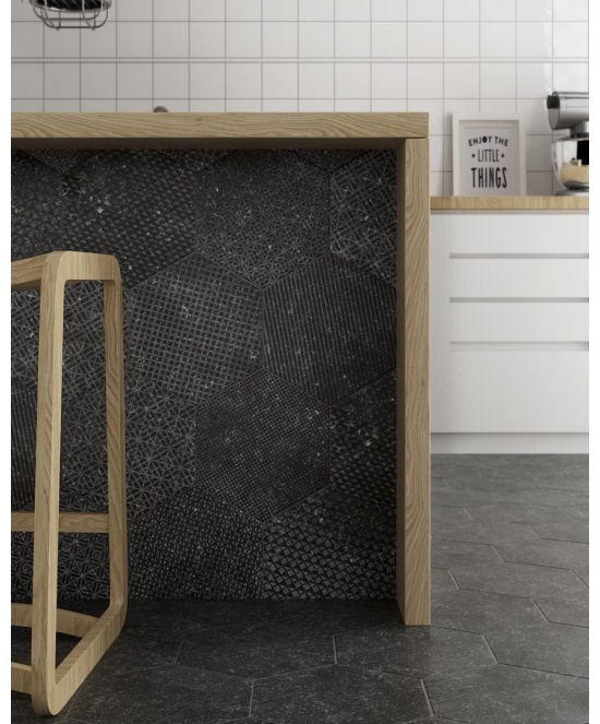 Coralstone Hexagon Melange Black 29.2x25.4 cm - carrelage NAIS - image 4