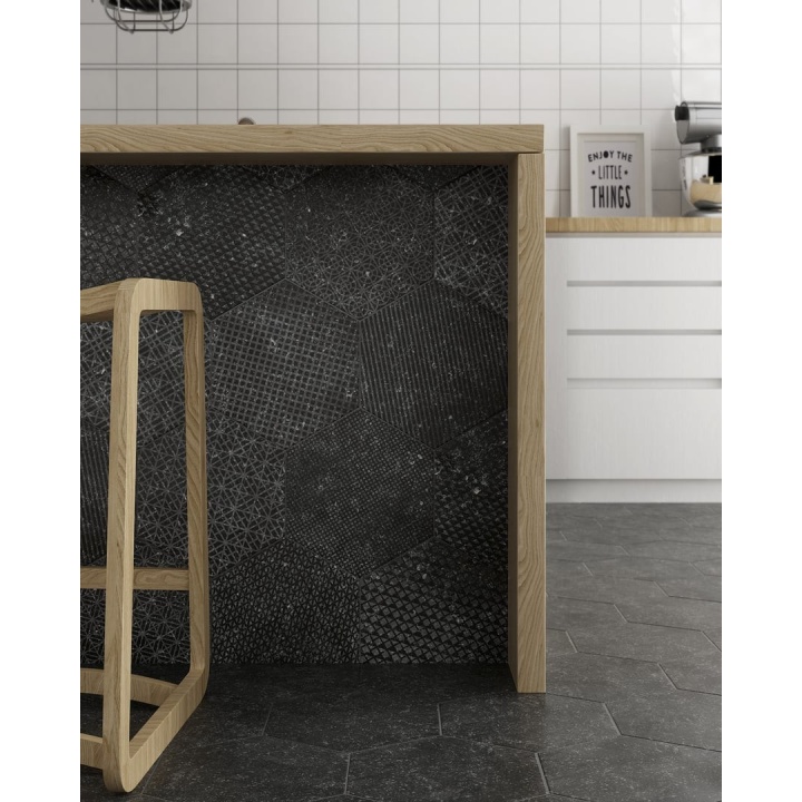 Coralstone Hexagon Melange Black 29.2x25.4 cm - carrelage NAIS - image 4