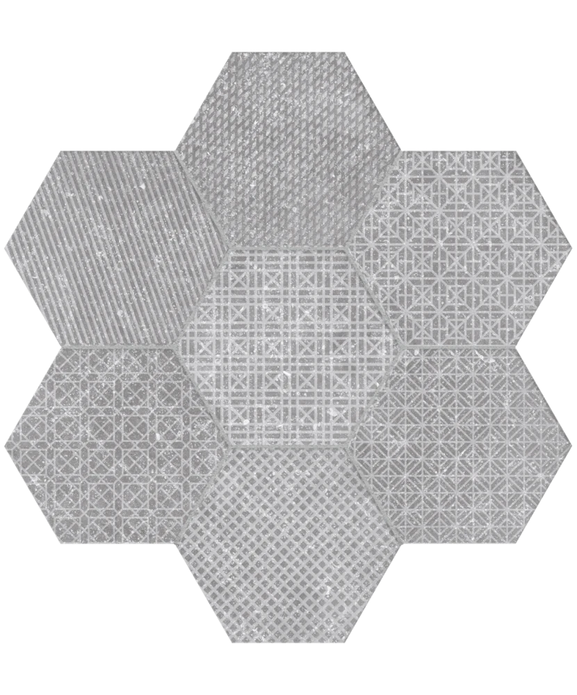 Carrelage Coralstone Hexagon Melange Grey 29,2x25,4 cm - panneau de carreaux