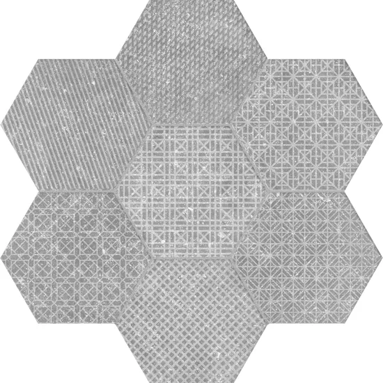 Carrelage Coralstone Hexagon Melange Grey 29,2x25,4 cm - panneau de carreaux