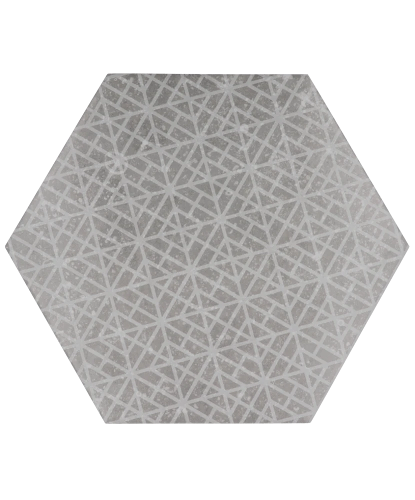 Carrelage Coralstone Hexagon Melange Grey 29,2x25,4 cm - vue de face du carreau