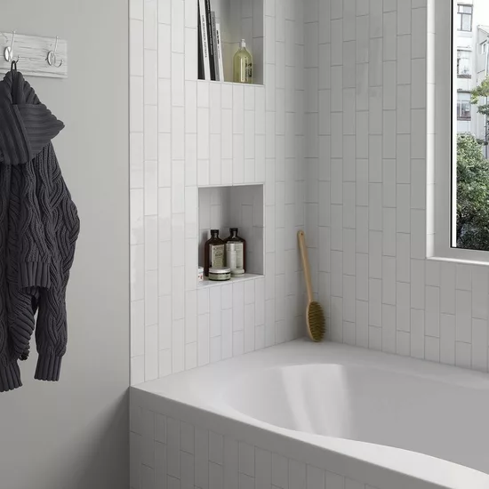 Carrelage Country Blanco 6,5x20 cm - posé en salle de bain