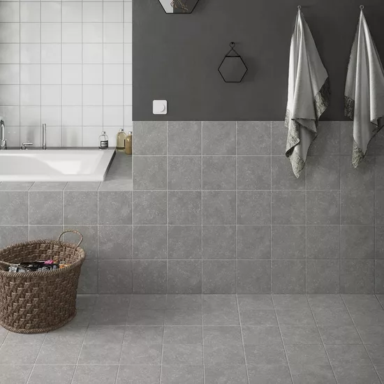 Carrelage Evolution White 15x15 cm - posé en salle de bain