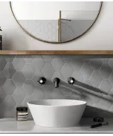 Carrelage Scale Benzene Dark Grey 10,8x12,4 cm - vue d’ambiance