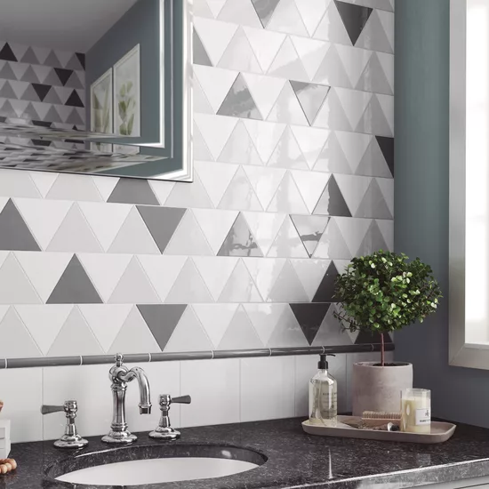 Carrelage Scale Triangolo White Mat 10,8x12,4 cm
