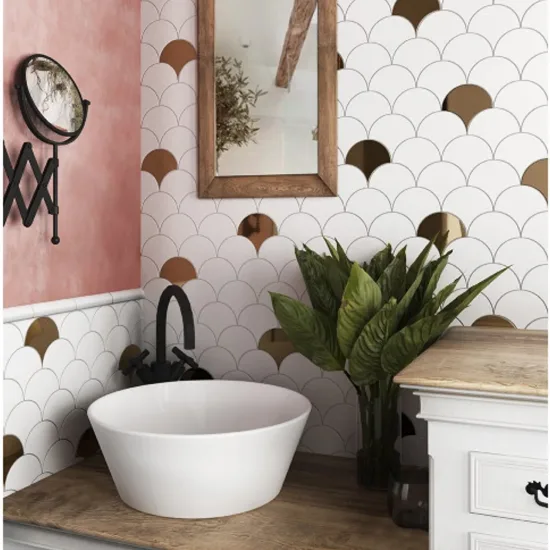Carrelage Scale Fan Metallic 10,6x12 cm, format 12 x 10,6 cm, collection Scale, finition brillant
