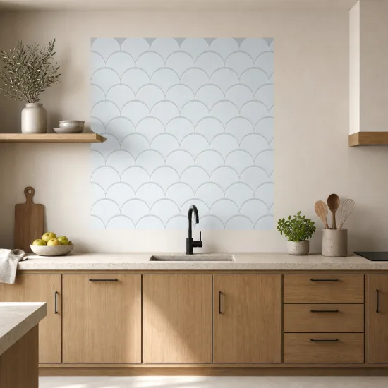 Carrelage Scale Fan Sky Blue 10,6x12 cm, format 12 x 10,6 cm, collection Scale, finition brillant