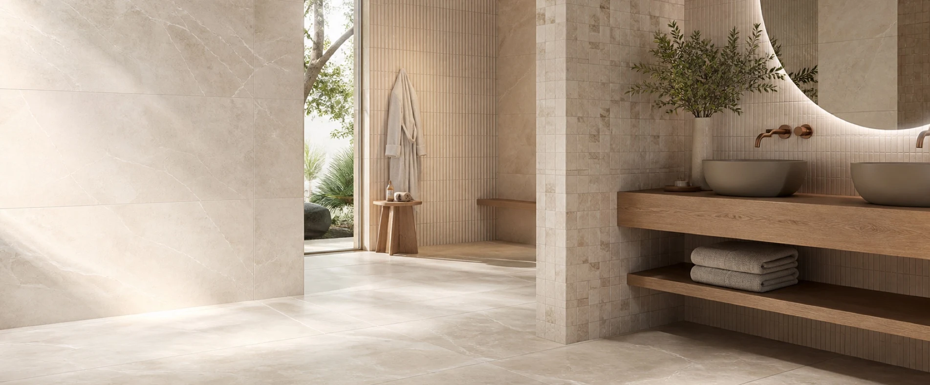 Carrelage salle de bain en situation