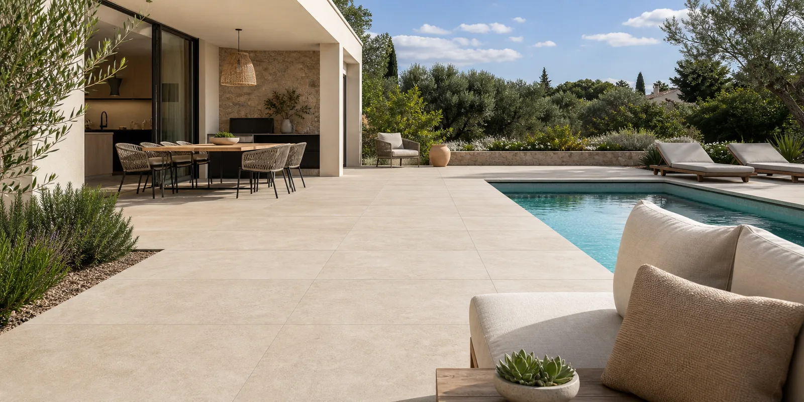 Carrelage extérieur terrasse en situation