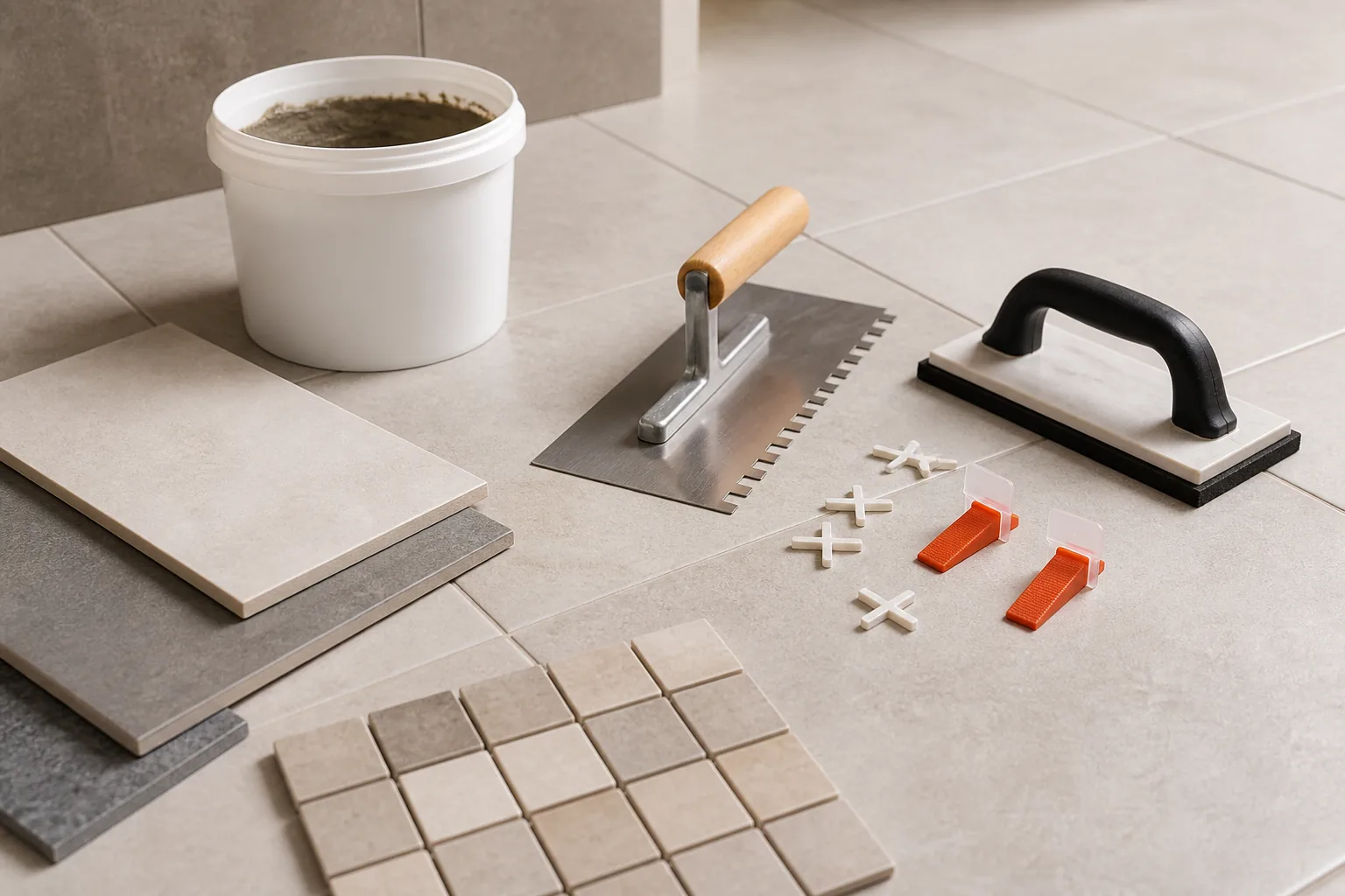 Accessoires et outils pour poser du carrelage