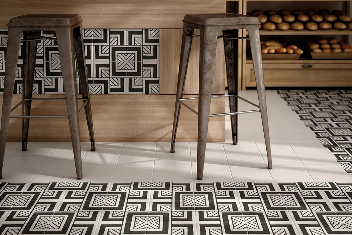 Carreaux ciment graphiques dans un commerce